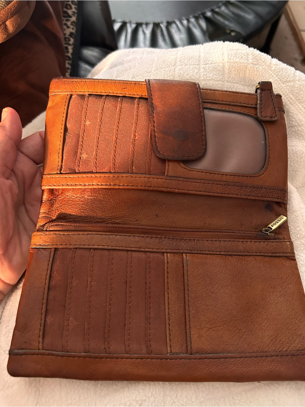 Fossil Brown leather wallet “Long live Vintage” - Picture 5 of 17